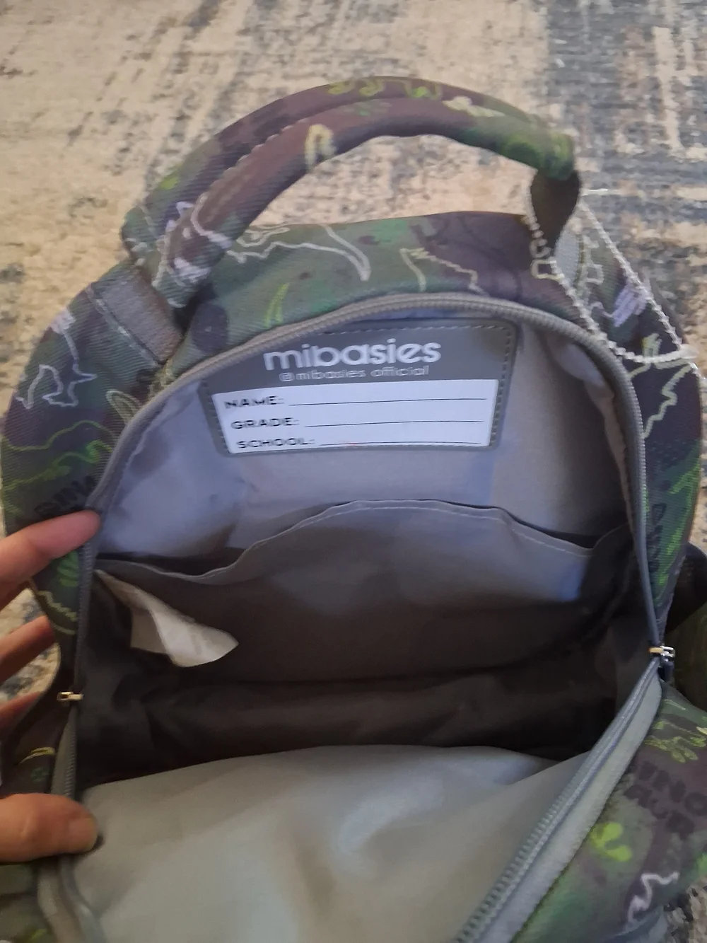 Kids Green Dinosaur Print Backpack with Padded Straps